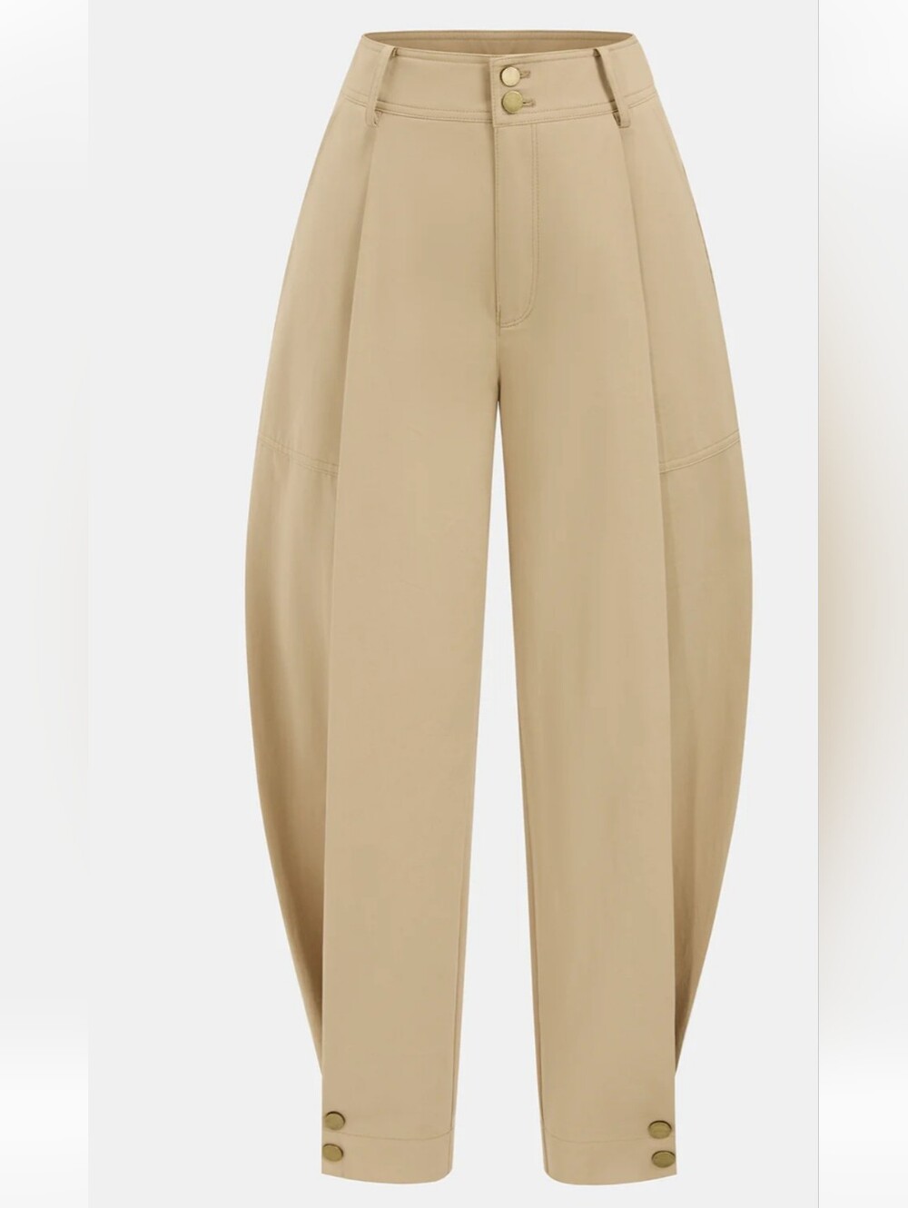 Commense Cotton High-Waist Tapered Khaki Pants. Large. New!